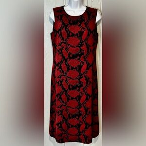 Josephine Chaus Maroon & Black Snake Pattern Midi Dress